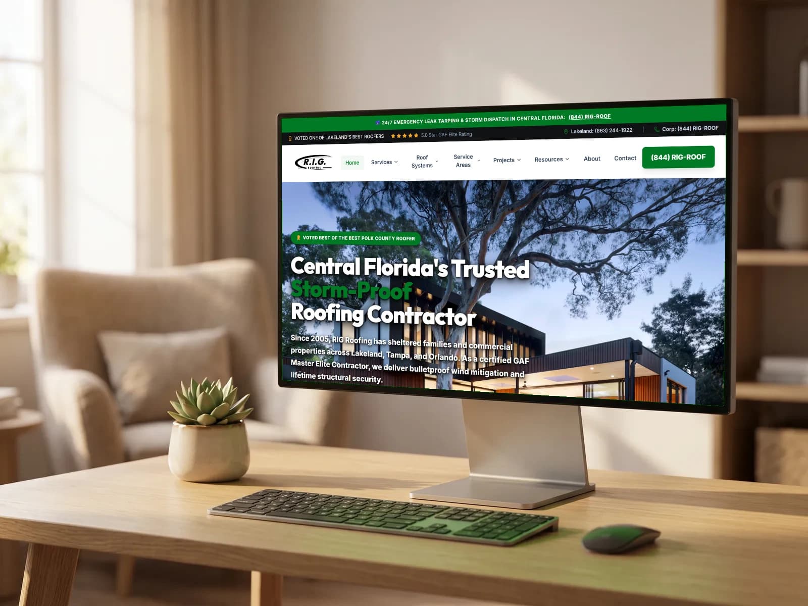 A high-performance FergusonHQ website shown on a desktop monitor in a modern office