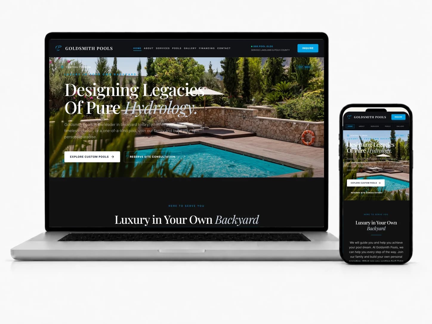 Goldsmith Pools website by FergusonHQ