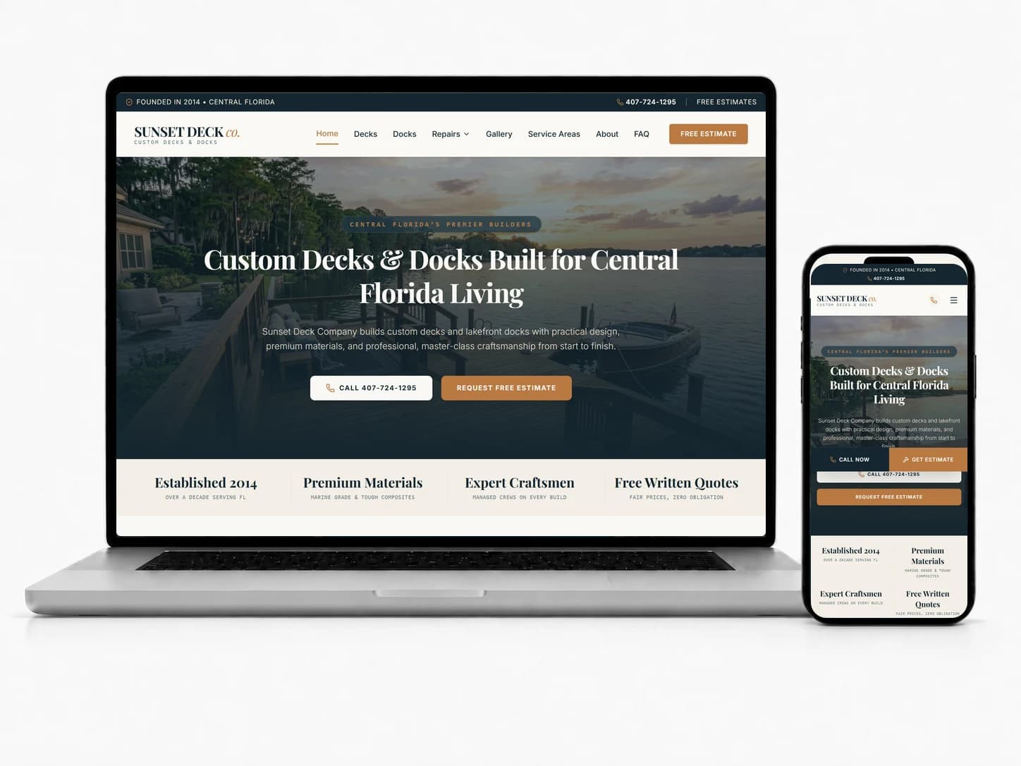 Sunset Decks website by FergusonHQ