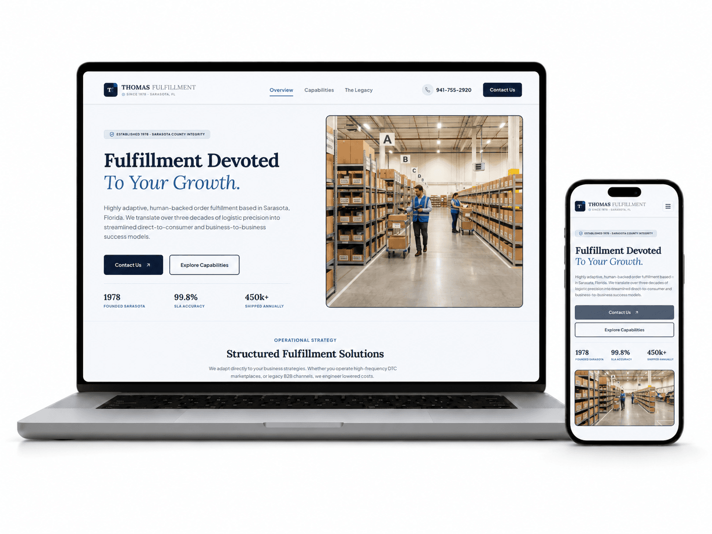 Thomas Fulfillment website by FergusonHQ